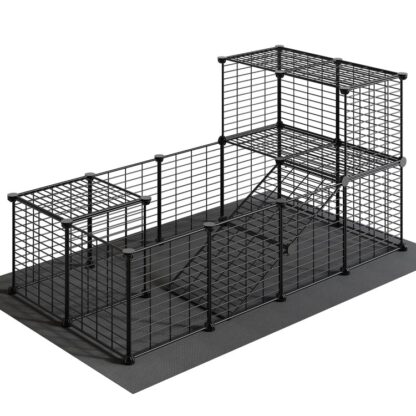 Klatka świnka morska z wodoodpornym matą, 24 Panele małe zwierzęta playpen, Klatka królika, Bunny Cage, Klatka z kurczaka, Pet Playpen, W pomieszczeniu ogrodzenie na zewnątrz, 57 x 31.5 X 23.6 Cale, Czarny