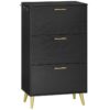 shoe cabinet, shoe storage cabinet for entryway, hidden tipping bucket shoe cabinet with 3 flip drawers, shoe rack organizer cabinet with coat hooks, for entryway, closet, black