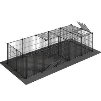 Klec morče s vodotěsnou rohoží, 21 Panely Malé zvíře Playpen králičí klece, Bunny Cage, Kuřecí klece, Pet Playpen, Vnitřní venkovní dvorek plot, 78.7 x 39.4 x 13.8 palce, Černý