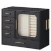 Jewelry Box with Glass Window, Large Capacity Jewelry Organizer Box, Jewelry Storage Box, 5 Layer Jewelry Holder Organizer, Modern Style, Christmas Gift, Black and Light Gold