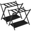 porte-bagages, meuble 2, support de valise pliant en métal avec étagère de rangement en tissu pour chambre, chambre d'amis, 25.4 x 16.5 x 24.2 pouces, tient à 100 kg, placard, hôtel, noir