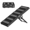 Dog Ramp, Folding Portable Pet Ramp for Small Dogs, Adjustable from 9.5" to 21.3"- Up to 100LBS, with Non-Slip Carpet Surface, Dog Car Ramp for High Bed, Couch, SUV, Black and Gray