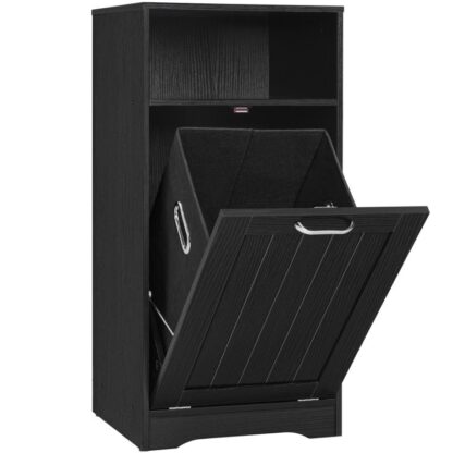 Laundry Cabinet, Vyklápací kôš na bielizeň s odnímateľným košom a otvorenými policami, Úložná skriňa, Šetrič pPráčovňae Kúpeľňu, Laundry Room, Spálňa, Malý priestor, Čierna