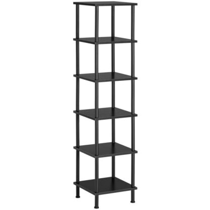 6-Hoekplank op niveau, Hoekvierkant rek-displayplank, Hoog opbergrek plantenstandaard, Hoekboekenkast voor kleine ruimtes, Woonkamer, Thuiskantoor, Keuken, Zwart