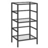 3-Libreria a livelli, Librerie in vetro temperato, Rack di archiviazione per dischi con recinzione laterale, Mensole portaoggetti per il bagno, Scaffale sottile per soggiorno, Ufficio a casa, Nero