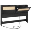 Times de reine avec stockage, Têtes de lit pour lit Queen uniquement avec prises, Hauteur réglable en bois avec étagères de rangement pour chambre à coucher, Assemblage facile, Noir et léger