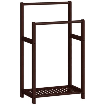 porte-serviettes debout, 16.5'' l x 9.4''w x 30.5''h, rack de couverture décorative, support d'affichage de courtepointe avec étagère de stockage, salle de bain, salon, chambre à coucher, brun