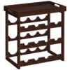 casier à vin, comptoir à vin à vin en bambou, 12-bouteille avec plateau détachable, casiers à vin, organisateur de vin, pour la cuisine, salle à manger, salon, brun