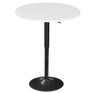 Tavolo da bar bianco, Tavolo da pub rotondo regolabile in altezza 27-35.4 Pollici con base robusta, Stile moderno, Facile da montare, Adatto per piccolo spazio