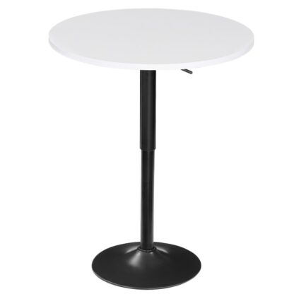 Hvid barbord, Højdejusterbar rund pubbord 27-35.4 Inches med robust base, Moderne stil, Nem at samle, Velegnet til lille plads