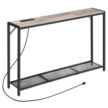 Kanapéasztal -aljzattal, 43.7" Konzolasztal USB -portokkal, Kanapéasztal mögött, Bejárati asztal a nappaliba, Bejárat, Előcsarnok, Fém keret, Állítható lábak, görög