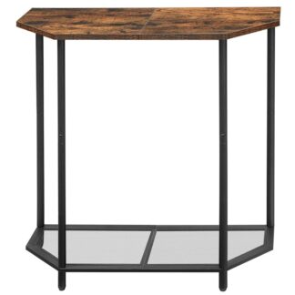 narrow console tables, small entryway table, 2 tier half moon table with metal frame, entrance table for small spaces, easy assembly, for living room, hallway, rustic brown