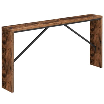 Konsollbord, 62.2" Langt sofabord bak sofaen, Smal inngangsbord, Våningshus spisebord med vinklet metallramme, Industrial Console Table for Entryway, Rustikk brun