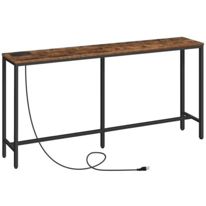 Stůl konzoly s vývodem, 63" Úzký průmyslový vchod do pohovky za gaučovým stolem s porty USB pro vchod, Chodba, Foyer, Obývací pokoj, Ložnice