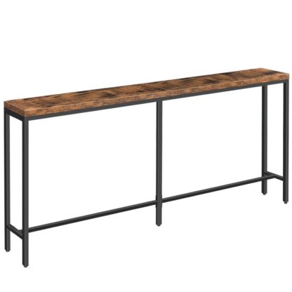 Konsol Kanepe Masası, 70.9" Dar Giriş Tablosu, Kanepe Arkası Ekstra Uzun Konsol Masası, 1.2" Kalın Tahta, Giriş için Sıska Koridor Masası, Oturma odası, Fuaye, Rustik Kahverengi