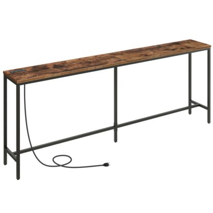 78.7" Tábla Console le calafoirt USB, Tábla tolg, Tábla cúng iontrála le hasraonta, 11.8" Tábla tolg leathan, Tábla Iontrála Tionsclaíoch don Halla, Seomra Maireachtála, Seomra leapa, Donn Rustach