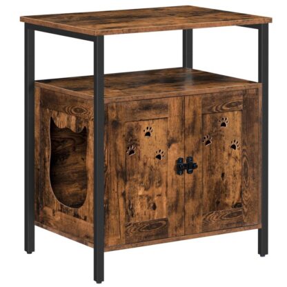 Mobili per lettiera per gatti, mobili per mobili per gatti in legno, Gabinetto di stoccaggio di WashRomm Cat CAT con ripiani aperti, Assemblaggio facile, per soggiorno, marrone rustico