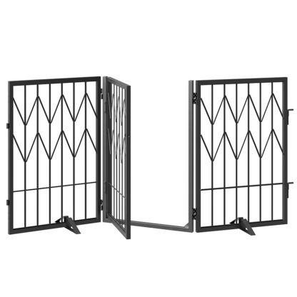hondenpoort binnen, 3 Panelen vrijstaande huisdierenpoort met deur lopen erdoorheen, 47.2 inch vouwen hondenhekken voor trappen, deuropening, huisdier puppy veiligheid hek met ondersteuningsvoeten, zwart