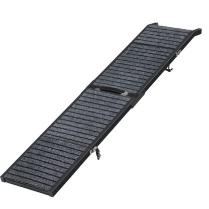 dog ramp for car, portable pet stair ramp with non-slip rug surface, lightweight & durable dog ramps for large dogs enter a car, suv & truck, black