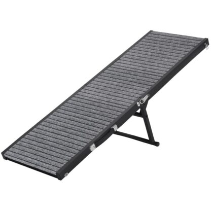 Rampa para perros, 47.8'' Long Portable Pet Stair Ramp with Non-Slip Rug Surface, 5 Escaleras para perros de altura ajustable Levels para perros pequeños, Rampas plegables para perros para sofá, Cama, Negro