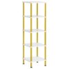 5-supporto per scaffali d'angolo di livello, scaffale di visualizzazione a rack quadrata angolare, supporto per impianti di portapacchi alti, libreria d'angolo per piccoli spazi, soggiorno, ufficio a casa, cucina, bianco e oro
