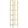 6-Scaffale ad angolo, Espositore angolare quadrato per scaffale, Supporto per piante alto per rack di stoccaggio, Libreria ad Angolo per Piccoli Spazi, Soggiorno, Ufficio a casa, Cucina, Bianco e Oro
