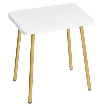Malý boční stůl, Accent Table End Table pro malé prostory, Moderní minimalismus noční stolek vedle stolu pro obývací pokoj, Ložnice, Balkón, Snadná montáž, Zlato a bílá
