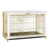 mobili in cassa per cani oro e bianchi, trasportino per cani extra large, mobili per animali domestici in legno con vassoio estraibile, Uso domestico e indoor, Tavolo da estremità laterale moderno a doppia porta per cane medio/grande, Resistente alle masticazioni