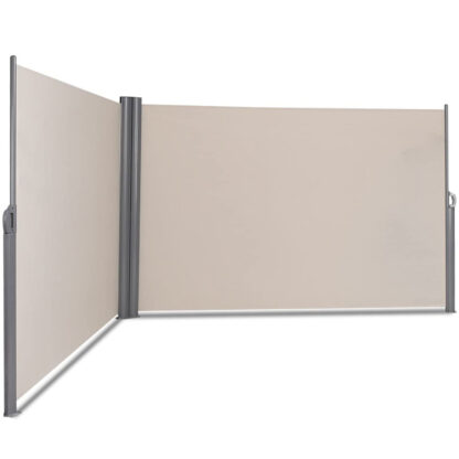 Dvojitá boční markýza prodloužitelná 160 x 600 CM Ochrana soukromí Volně stojící ochrana proti slunci neprůhledná boční válec slepý pro balkonovou terasu zahrada