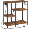 Raccoppiatore del fornaio con prese, mensola della cucina, scaffale in piedi, scaffale a microonde con 5 ganci s, bar, deposito sugli scaffali della cucina, ripiano portaoggetti, Marrone e nero vintage