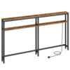Slim Console Table with Charging Station, 100 cm Tall Behind Sofa Couch Table, 180 cm Extra Long Sofa Table with Shelf, Narrow Console Table for Hallway, Entryway, Rustic Brown