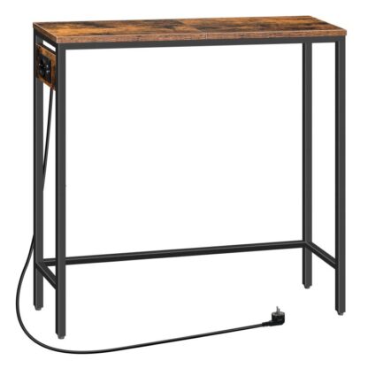 Tábla Console Slim le Stáisiún Muirir agus Calafoirt USB, 75 Tábla taobh cm, bord halla, tábla taispeántais, Tábla tolg do spás beag, bealach isteach, halla, donn dorcha/dubh