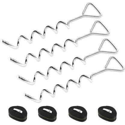 Trampoline Ground Anchor, Ground Anchor Set, Spiral Ground Anchor, Rustproof, 4 Pieces with Strong Straps, Strong Steel Buckle, Durable and Tensile Resistant, for Trampoline, Swing, Tent, Slide