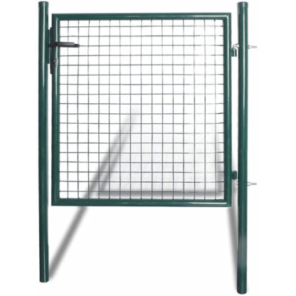 Garden Gate, Zinc Plated Steel Bar Fence Doors, Gate, 105 x 100 cm (W x H), with Handle, Lock, Keys, Easy to Install, Green