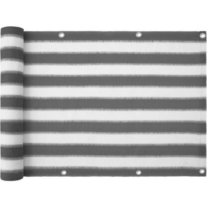 EGW766 Balkonový plot, 75 x 600 cm, HDPE, Ochrana soukromí na balkónech, pro Patio, Zahrada, Balkón, Opalovací krém, Neprůhledný, Grey-White