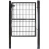 Garden Gate, Zinc Plated Steel Bar Fence Doors, Gate, with Handle, Lock, Keys, with Hinges, Easy to Install, 120 x 106 cm (H x S), Grey