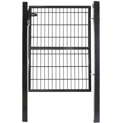 Bahçe kapısı, Çinko Kaplama Çelik Çubuk Çit Kapıları, Geçit, Saplı, Kilit, Anahtarlar, Menteşeli, Kurulumu Kolay, 120 X 106 santimetre (Y x S), Gri