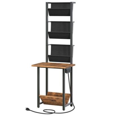 Registratore Stand con Power Outlet, supporto giradischi con archiviazione in vinile, Tabella dei giocatori di registrazione in vinile fino a 200 album, scaffale del supporto record di display in vinile, Organizzatore del giradischi