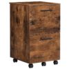 Classeur, Piédestal mobile, 2-Armoire de bureau à tiroirs, Armoire de remplissage avec 5 roues, pour A4, Taille des lettres, Dossiers suspendus, Brun rustique