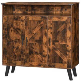 Rustikal brong Schong Kabinet Späichere fir Entrée, Vintage Holzhode organisatoresche Cabinet mat 3 Dieren,100cm freestanding Schong Kabinett Späichere fir Zoumaache, Entrée, Grouss Kapazitéit, Fauershappheet