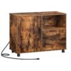 classeur en bois, classement latéral avec station de charge, support d'imprimante avec tiroir et stockage ouvert, pour A4, taille de lettre, pour ses fonctions, étude, marron rustique