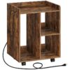Cabinet de fichier latéral du bureau avec socket et port de charge USB, support d'imprimante moderne et rack hôte d'ordinateur avec étagères de rangement ouvertes, pour le bureau à domicile