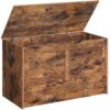 coffre de rangement, Trunk de stockage avec tiroir, banc de rangement en bois, Supports de banc d'entrée robustes 220 kg, banc à chaussures, charnière de sécurité, ouverture en forme de U, assemblage facile, marron rustique