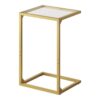 L-formet slutbord, Tempereret glas sofabord med metalramme, Smal snack sidebord til lille plads, Stue, Soveværelse, Moderne og enkel, Guld