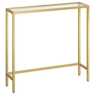 29.5" Smalt konsolbord, Sofabord af hærdet glas, Lille sidebord, Moderne entrébord, til Indgang, Stue, Foyer, Entre soveværelse, Guld