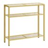 29.5" consolle stretta, 3-tavolo di divano in vetro temperato di livello, tavolino, tavolo da ingresso moderno, per l'ingresso, soggiorno, foyer, Camera da letto del corridoio, oro