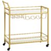 carrello bar, carrello da bar, con 2 Scaffali di stoccaggio a specchio, carrello del vino con bottiglia e portabicchieri, carrello di stoccaggio su ruote, per la cucina, sala da pranzo, club, sbarra, oro
