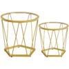 set di tavolini rotondi di 2, tavolino da caffè nidificante oro con telaio metallico, vetro temperato piccolo tavolino da caffè per soggiorno cortile balcone camera da letto, stile moderno, oro