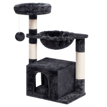 Túr crann cat beag le condo só, Hammock Ciseán le haghaidh Kittens faoi Dhíon le Poist Scríobhaithe, Kittens crann gníomhaíochta peataí, Liath deataithe