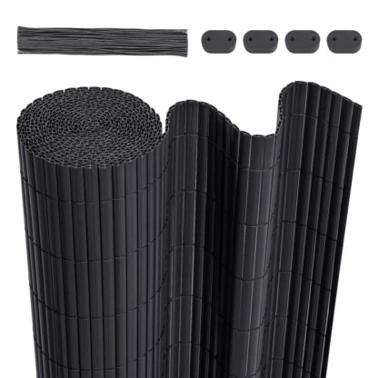 PVC Balcony Privacy Screen with Reinforced Slats and Cable Ties 80 x 900 cm Dark